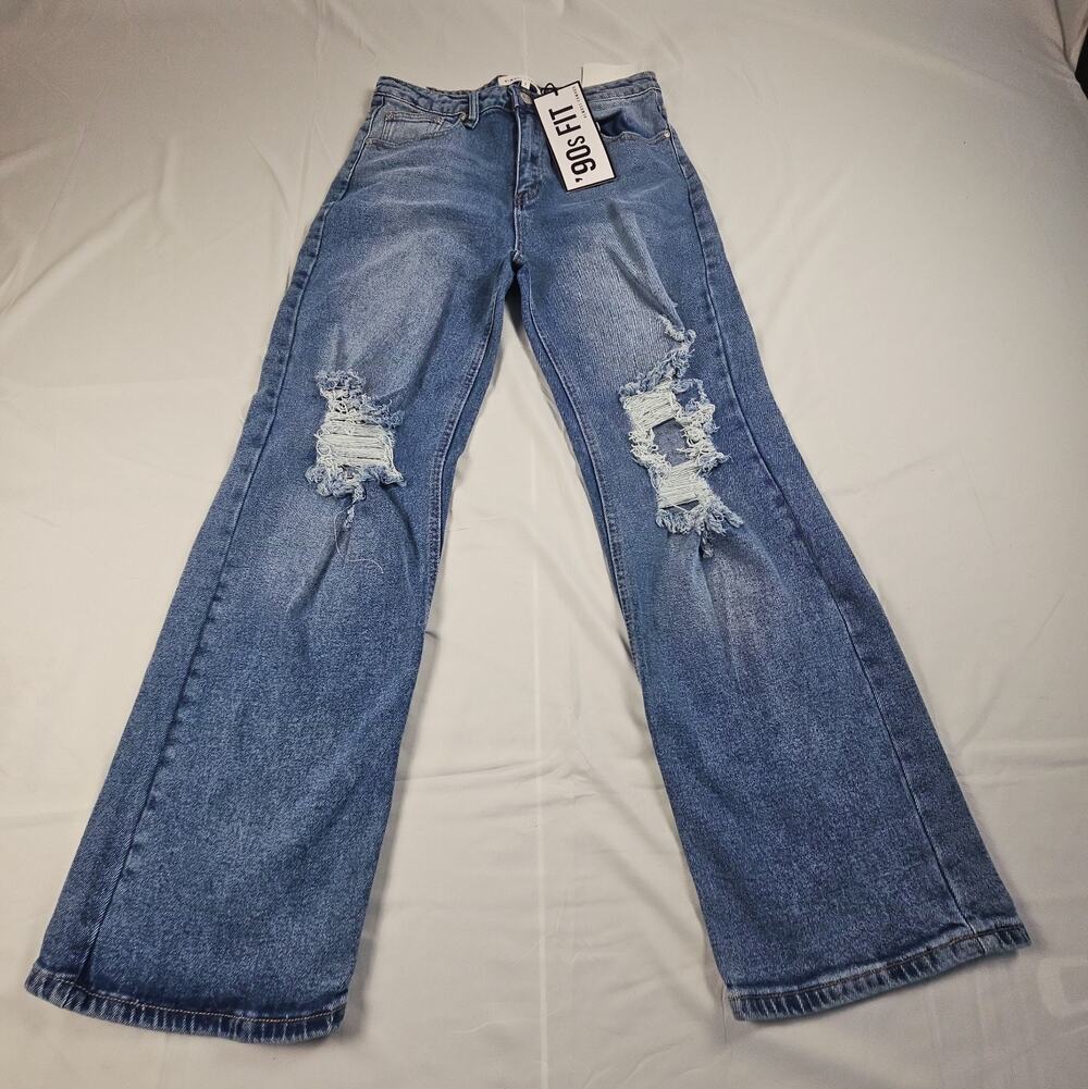 Womens 7 Distressed Flare Jeans Blue Denim Y2K 90s Retro by Almost Famous
